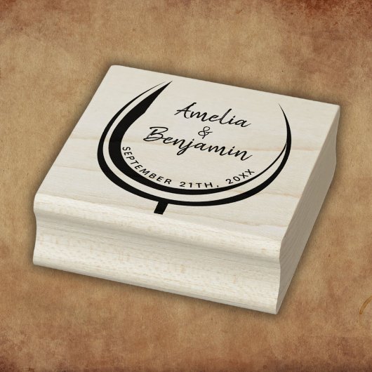 Wijnglas Typografie Couple`s Namen Bruiloft Rubberstempel