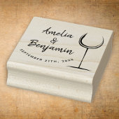 Wijnglas Typografie Couple`s Namen Bruiloft Rubberstempel