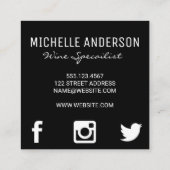 Wijnglas | Uitdrukkende penseel | QR-code Vierkante Visitekaartje (Achterkant)