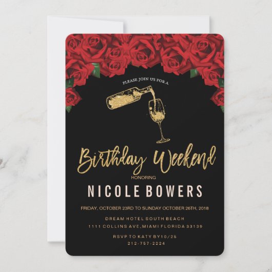 Wijnglas Verjaardag Weekend Routebeschrijving Kaart (Voorkant)