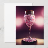 Wijnglas vol roze gemalen bedankkaart (Voorkant / Achterkant)