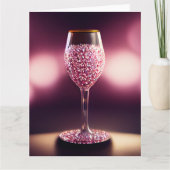 Wijnglas vol roze gemalen bedankkaart (Voorkant)