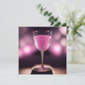 Wijnglas vol roze gemalen kaart (Staand voorkant)