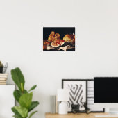 Wijnglas, watermeloen en brood poster (Thuiskantoor)