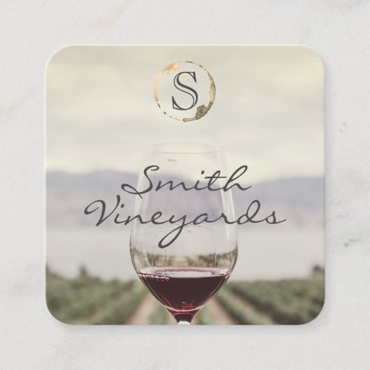 Wijnglas | Wijngaard Vierkante Visitekaartje (Voorkant)