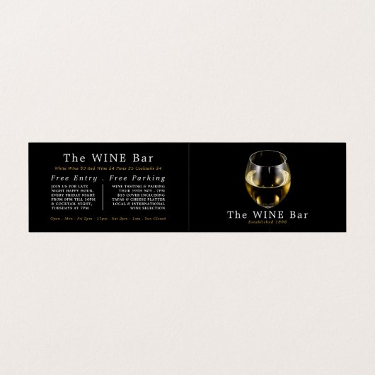 Wijnglas, wijnstang/wijnmoer, gedetailleerd visitekaartje (Buitenkant ongevouwen)