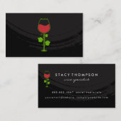 Wijnglas Wijnstok Logo | Zwarte achtergrond Visitekaartje (Voorkant / Achterkant)