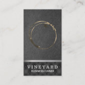 wijnglasvlek | Zwarte opvulling Lederen achtergron Visitekaartje (Voorkant)