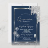 Wijnglazen ballonnen Glitter Drift Blue Quinceañer Kaart (Voorkant)