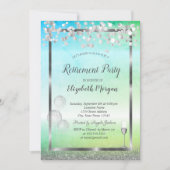 Wijnglazen ballonnen Glitter Green Retirement Kaart (Voorkant)