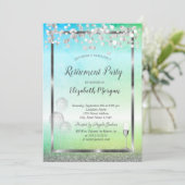 Wijnglazen ballonnen Glitter Green Retirement Kaart (Staand voorkant)