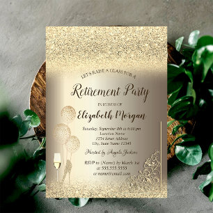 Wijnglazen ballonnen Gold Glitter Champagne Kaart