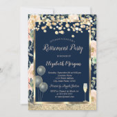 Wijnglazen ballonnen Gold Glitter Rozen Retirement Kaart (Voorkant)