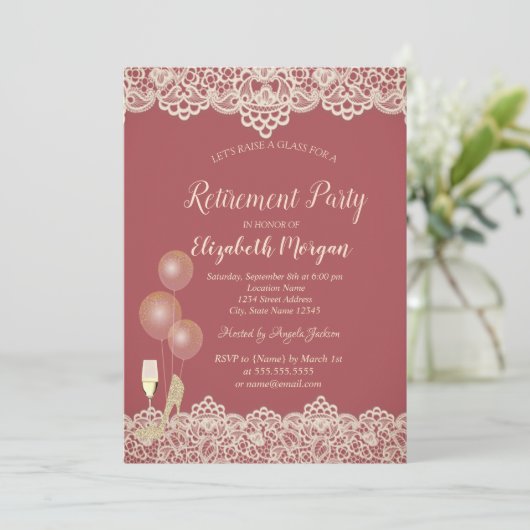 Wijnglazen ballonnen met rood titret kaart (Staand voorkant)