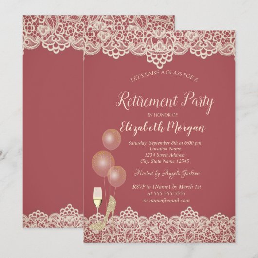 Wijnglazen ballonnen met rood titret kaart (Voorkant / Achterkant)