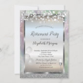 Wijnglazen ballonnen Silver Glitter Holographic Kaart (Voorkant)