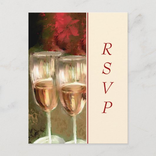 Wijnglazen Digitaal Schilderen RSVP Briefkaart (Voorkant)