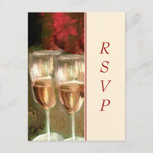 Wijnglazen digitaal verven RSVP-Briefkaart Uitnodiging Briefkaart