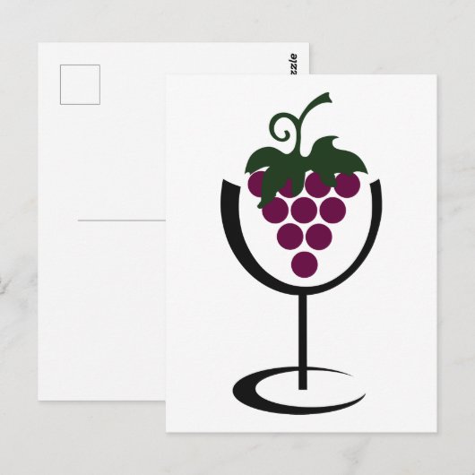 Wijnglazen druiven briefkaart (Voorkant / Achterkant)
