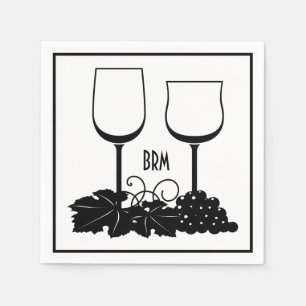 Wijnglazen druiven Cocktail Optionele Initialen Servet