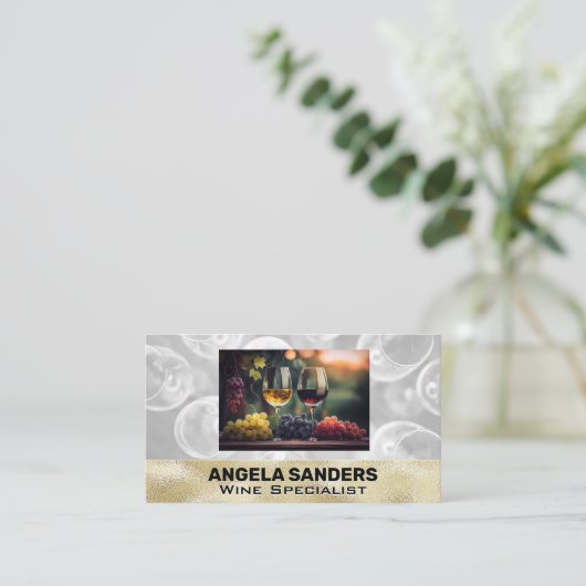 Wijnglazen | Druiven | Wijngaard Visitekaartje (Staand voorkant)