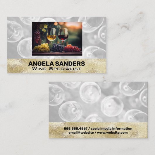Wijnglazen | Druiven | Wijngaard Visitekaartje (Voorkant / Achterkant)