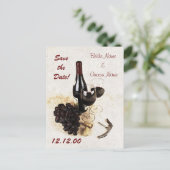 Wijnglazen en druiven aankondigingskaart (Staand voorkant)