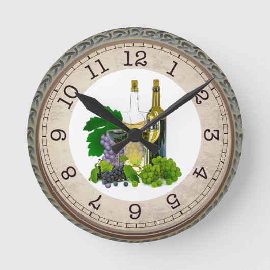 Wijnglazen en -flessen / Tijd voor wijn Ronde Klok (Voorkant)