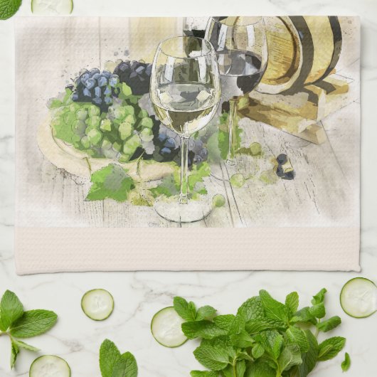 Wijnglazen en keukenhanddoeken voor fruit (Gevouwen)