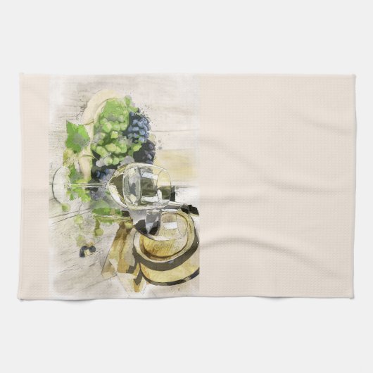 Wijnglazen en keukenhanddoeken voor fruit (Horizontaal)