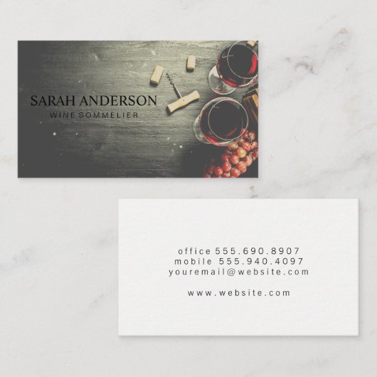 Wijnglazen en kurken op tafel visitekaartje (Voorkant / Achterkant)