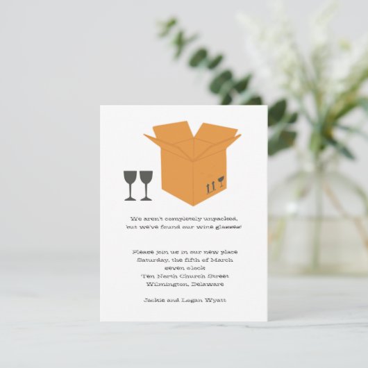 Wijnglazen en transportdozen - Uitnodiging voor hu (Staand voorkant)