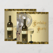 Wijnglazen fles elk nummer verjaardagsfeest kaart (Voorkant / Achterkant)