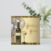 Wijnglazen fles elk nummer verjaardagsfeest kaart (Staand voorkant)