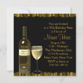 Wijnglazen fles goud 50ste verjaardagsfeest kaart (Achterkant)