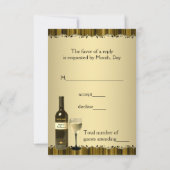 Wijnglazen fles goud 50ste verjaardagsfeest RSVP (Achterkant)