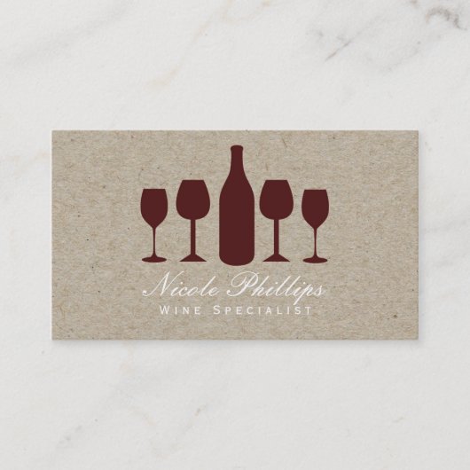 Wijnglazen & Fles Wijngaard Wijnmakerij Visitekaar Visitekaartje (Voorkant)