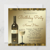 Wijnglazen fles Zwart Goud 65e Verjaardagsfeest Kaart (Achterkant)