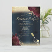 Wijnglazen flesje, Burgundy Rozen Retirement Kaart (Staand voorkant)