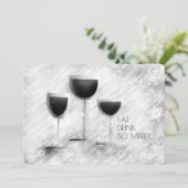 Wijnglazen gourmet eten Kerstmis diner feest Feestdagenkaart (Staand voorkant)