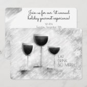 Wijnglazen gourmet eten Kerstmis diner feest Feestdagenkaart (Voorkant / Achterkant)