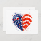 Wijnglazen Heart 4 juli Patriottisch Amerikaans Briefkaart (Voorkant / Achterkant)