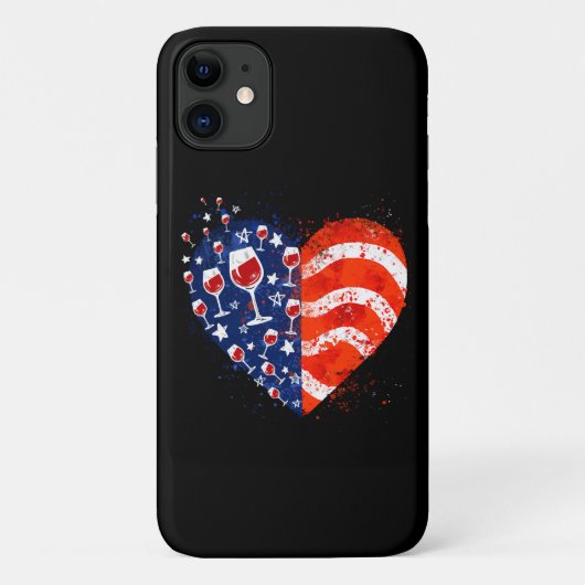 Wijnglazen Heart 4 juli Patriottisch Amerikaans Case-Mate iPhone Case (Achterkant)