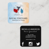 Wijnglazen illustraties | Waterverf Vierkante Visitekaartje (Voorkant / Achterkant)