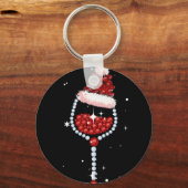 Wijnglazen kerstcadeautjes voor kerstwijn sleutelhanger (Voorkant)