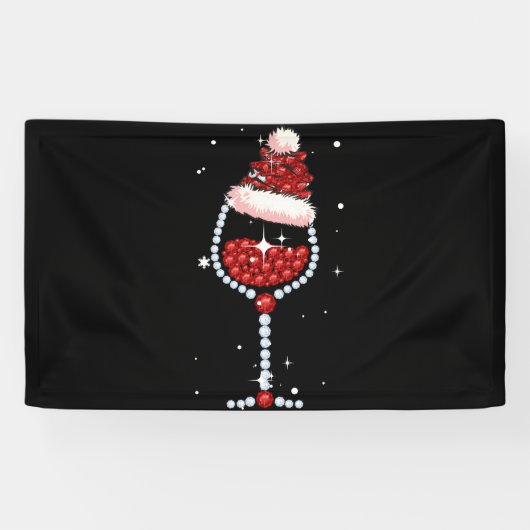 Wijnglazen kerstcadeautjes voor kerstwijn spandoek (Horizontaal)
