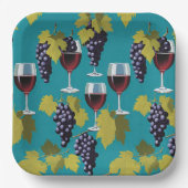 Wijnglazen met druiven op Blauwgroen achtergrond Papieren Bordje (Voorkant)