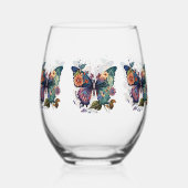 Wijnglazen met Retro Vlinders & Bloemen Wijnglas Zonder Voet (Achterkant)