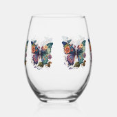 Wijnglazen met Retro Vlinders & Bloemen Wijnglas Zonder Voet (Links)