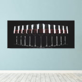 Wijnglazen met rode wijn in een rij canvas afdruk (Insitu (Houten vloer))